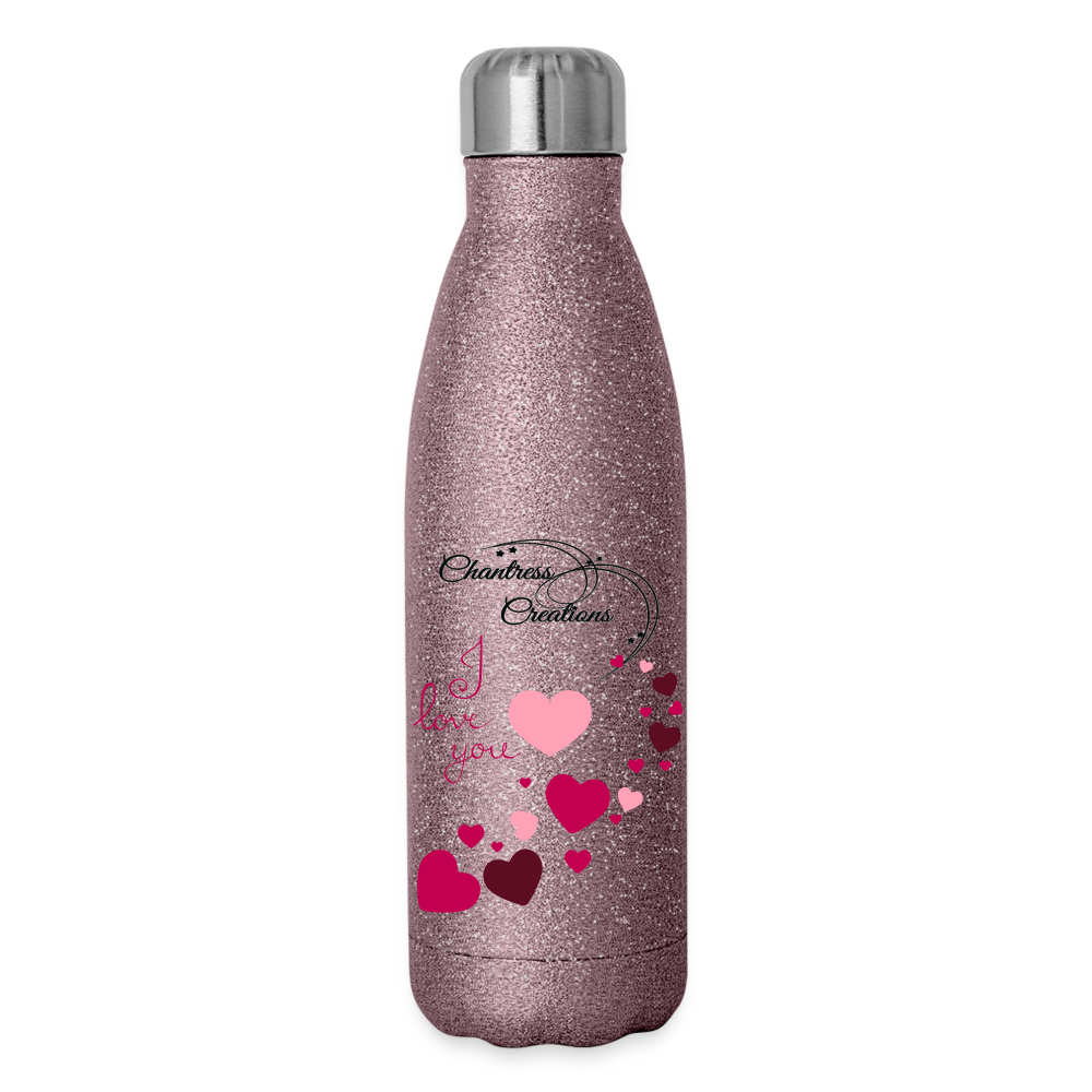 Insulated Stainless Steel Water Bottle - pink glitter
