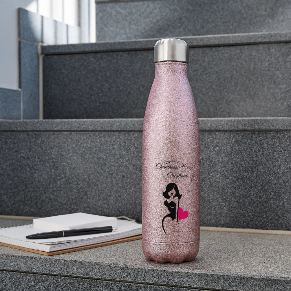 Insulated Stainless Steel Water Bottle - pink glitter