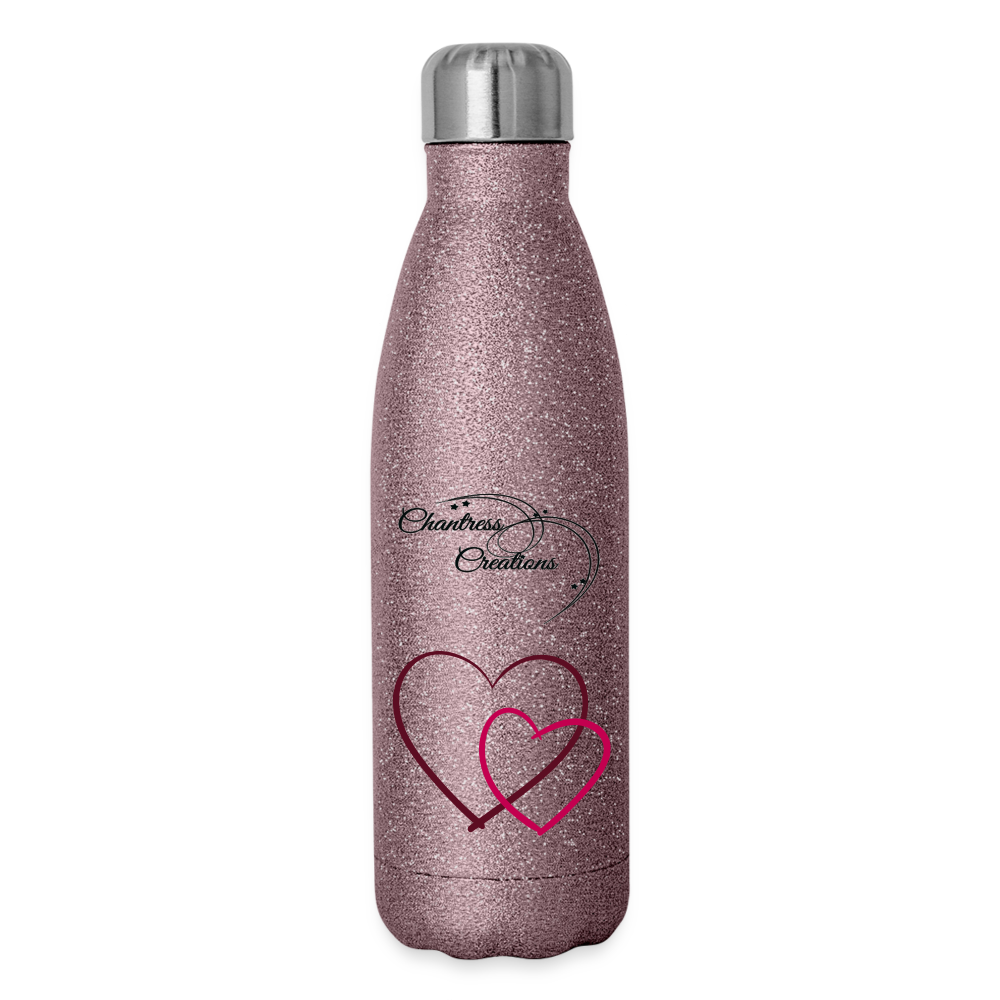 Insulated Stainless Steel Water Bottle - pink glitter