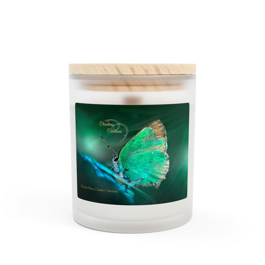 Butterfly Premium Wood Wick Frosted Glass Candle, 11oz