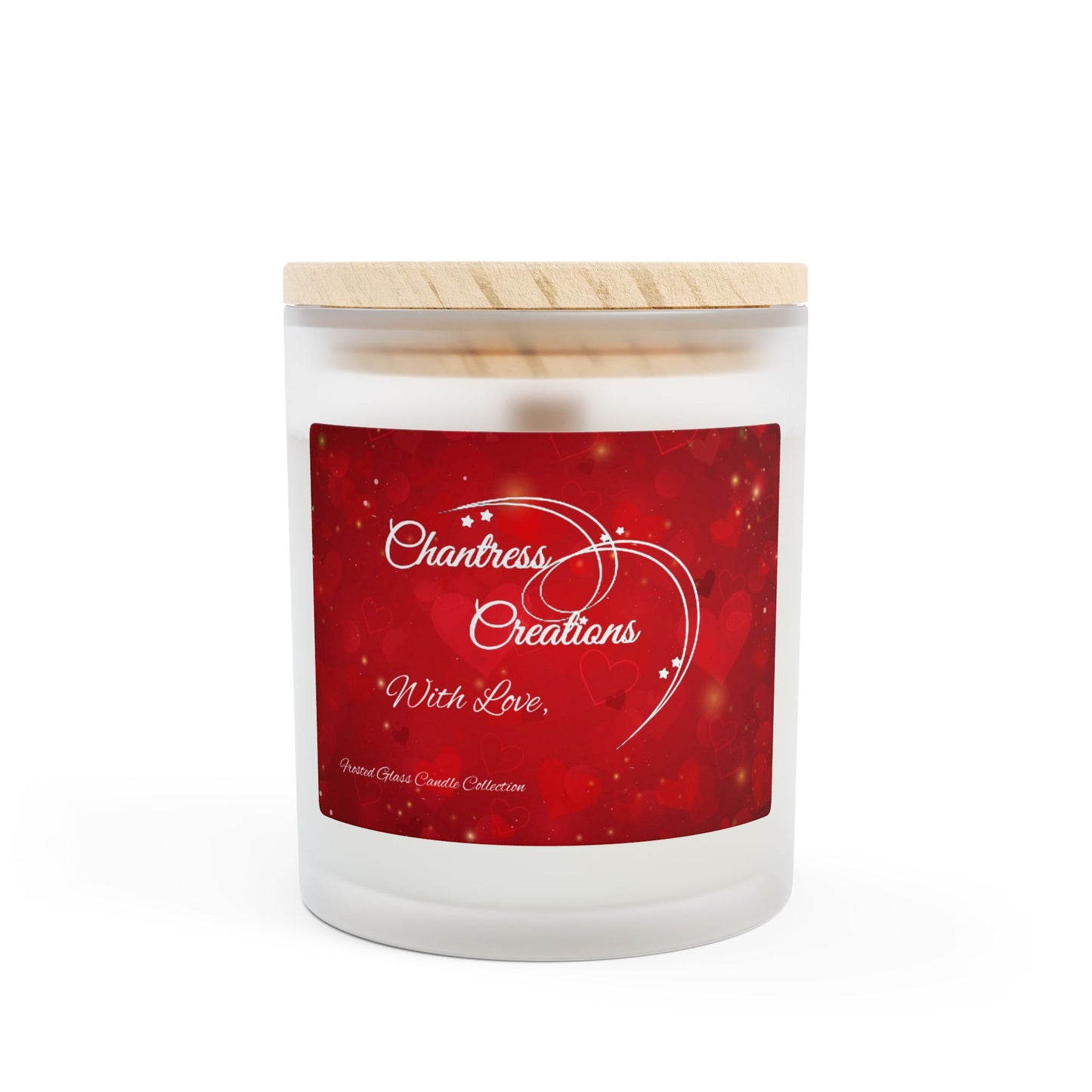 "With Love" Premium Wood Wick Frosted Glass Candle, 11oz