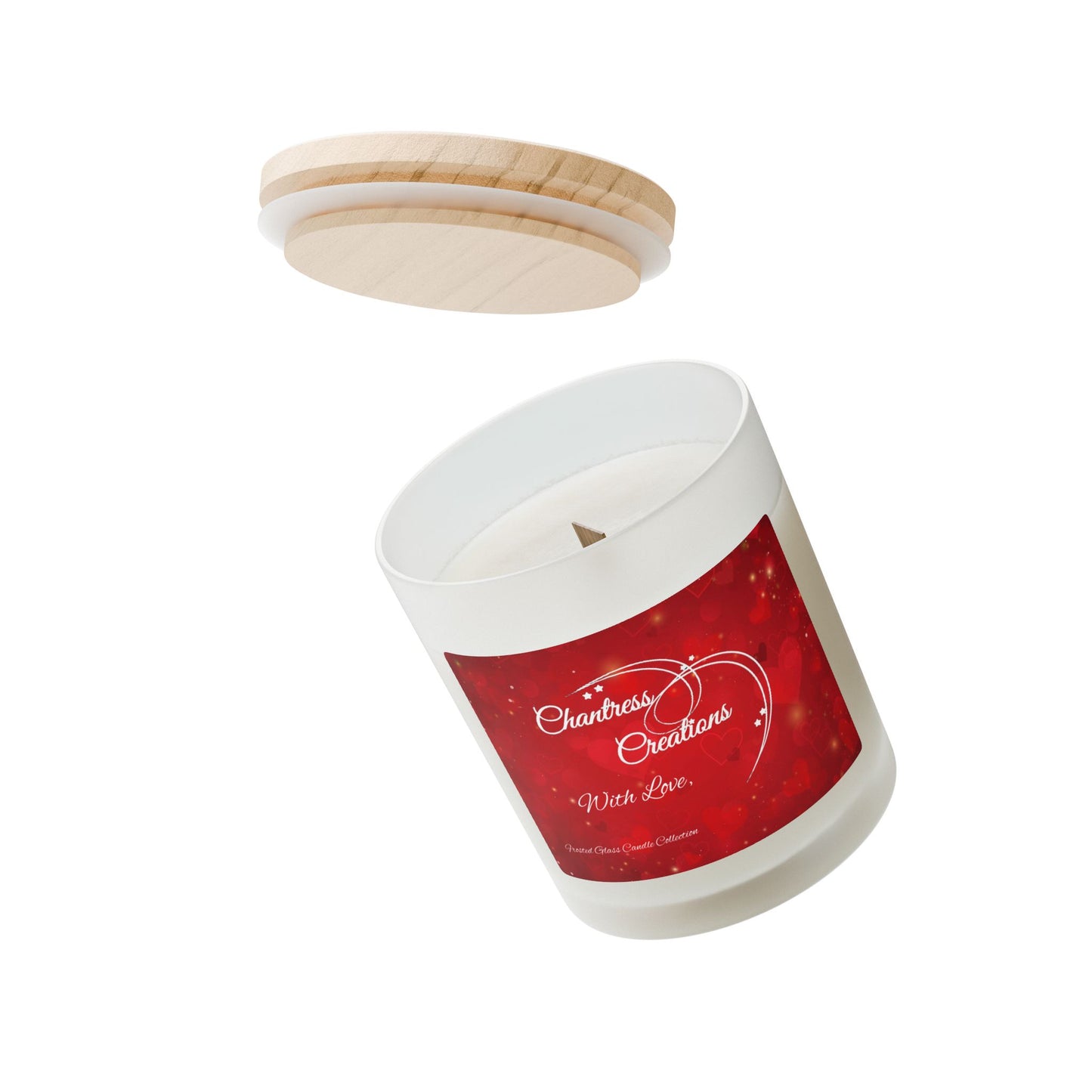 "With Love" Premium Wood Wick Frosted Glass Candle, 11oz