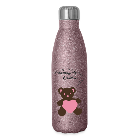 Insulated Stainless Steel Water Bottle - pink glitter