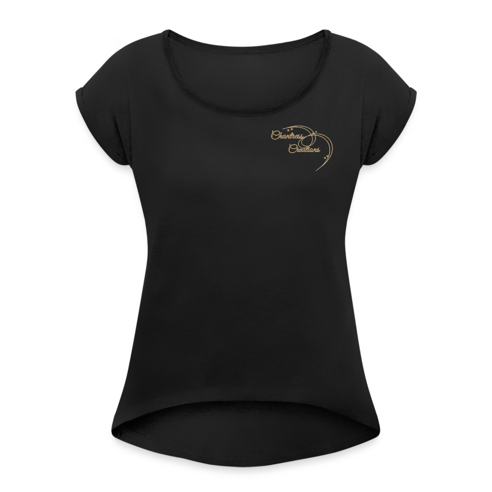 Women's Roll Cuff T-Shirt - black