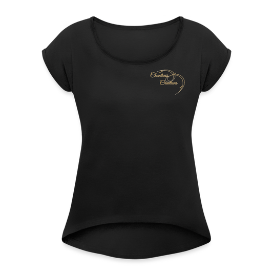 Women's Roll Cuff T-Shirt - black