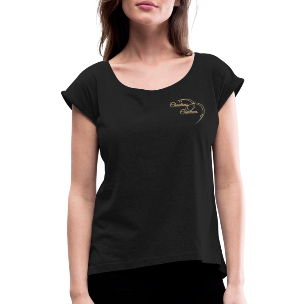 Women's Roll Cuff T-Shirt - black