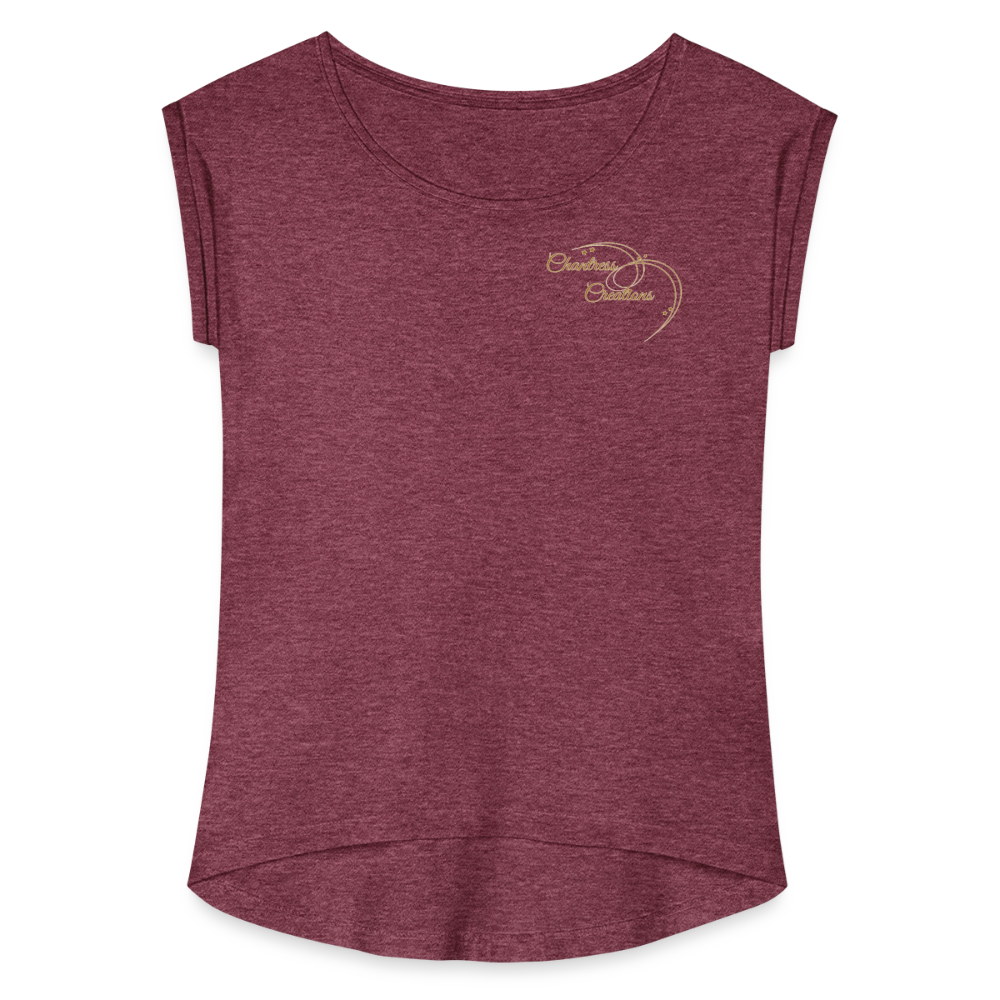 Women's Roll Cuff T-Shirt - heather burgundy