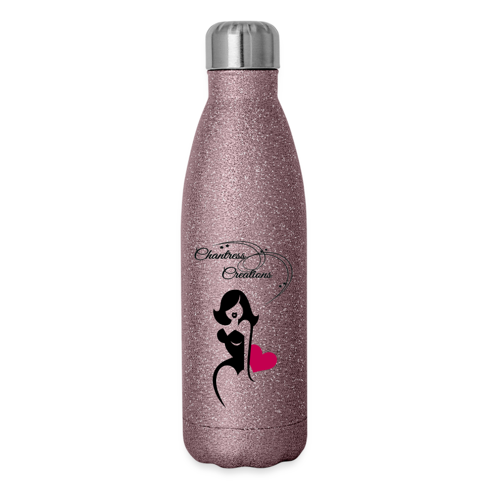 Insulated Stainless Steel Water Bottle - pink glitter