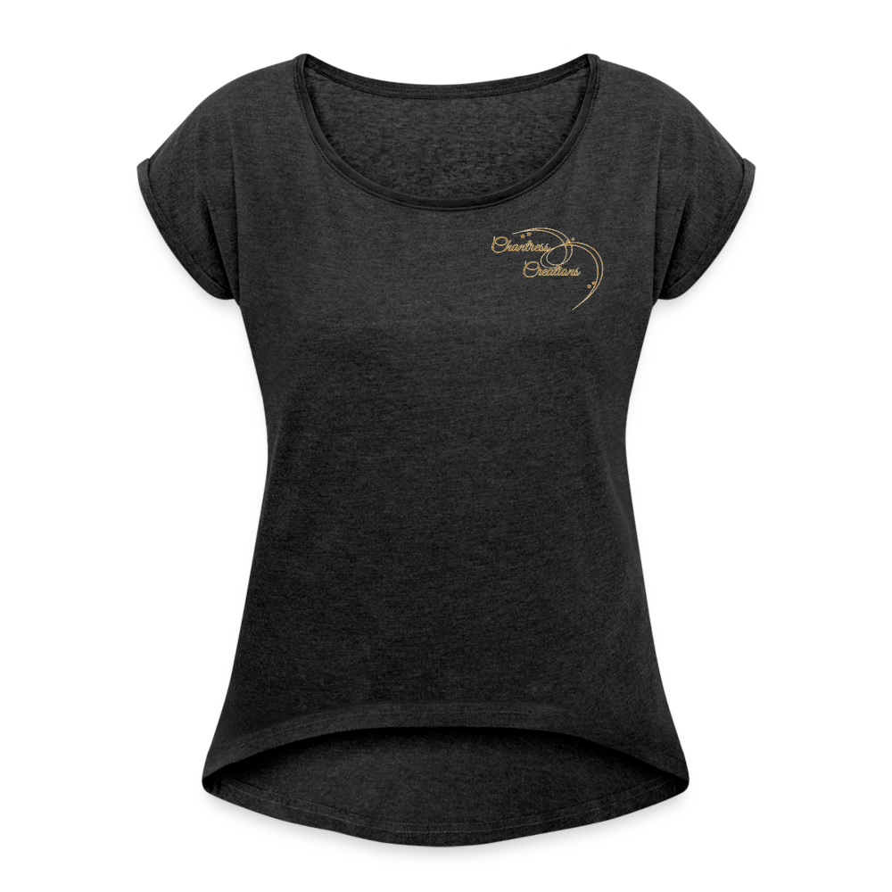 Women's Roll Cuff T-Shirt - heather black
