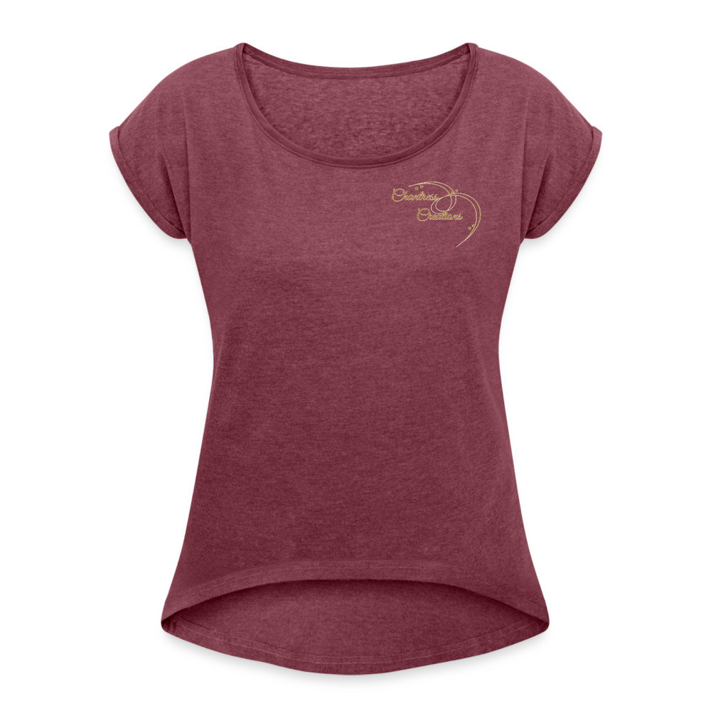 Women's Roll Cuff T-Shirt - heather burgundy