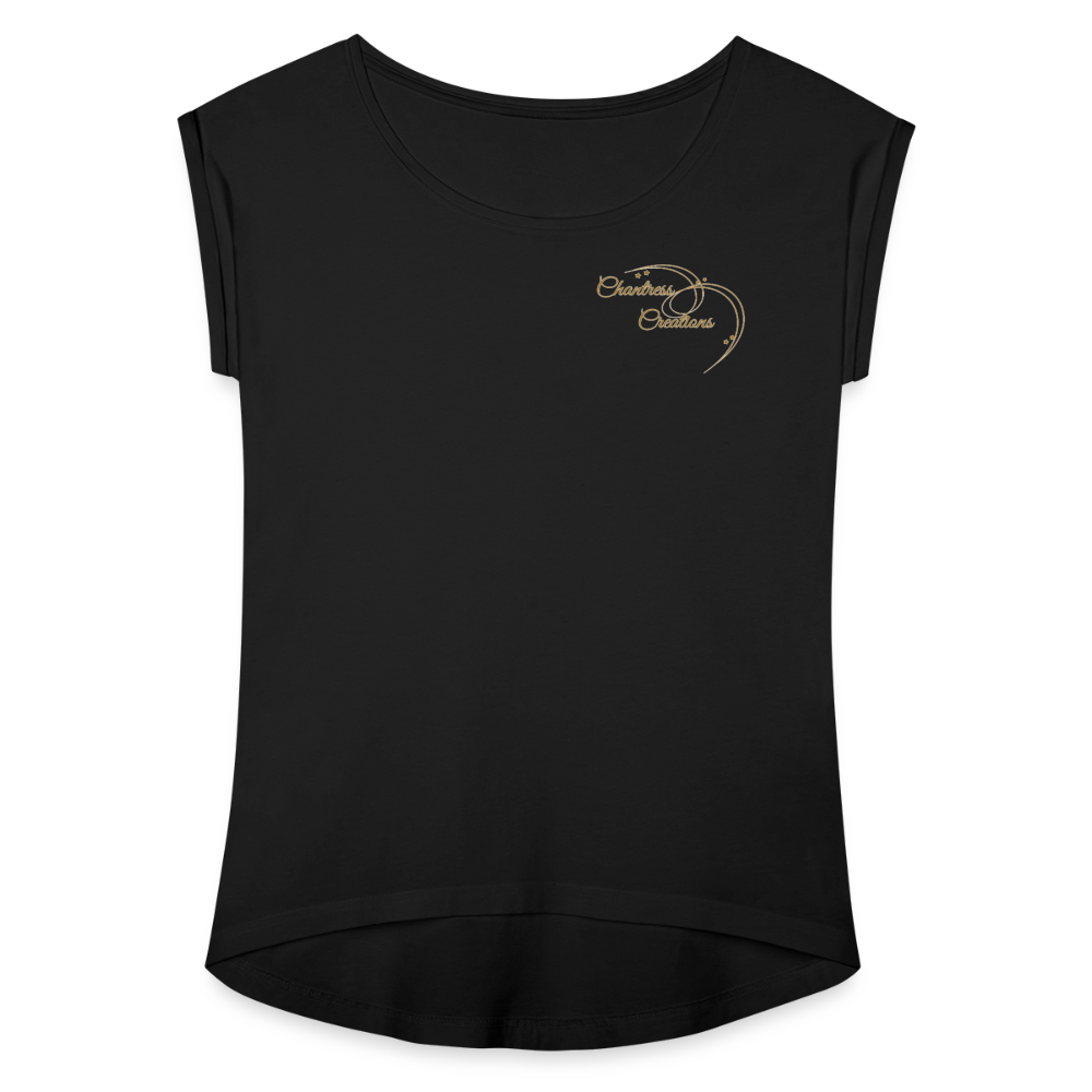 Women's Roll Cuff T-Shirt - black