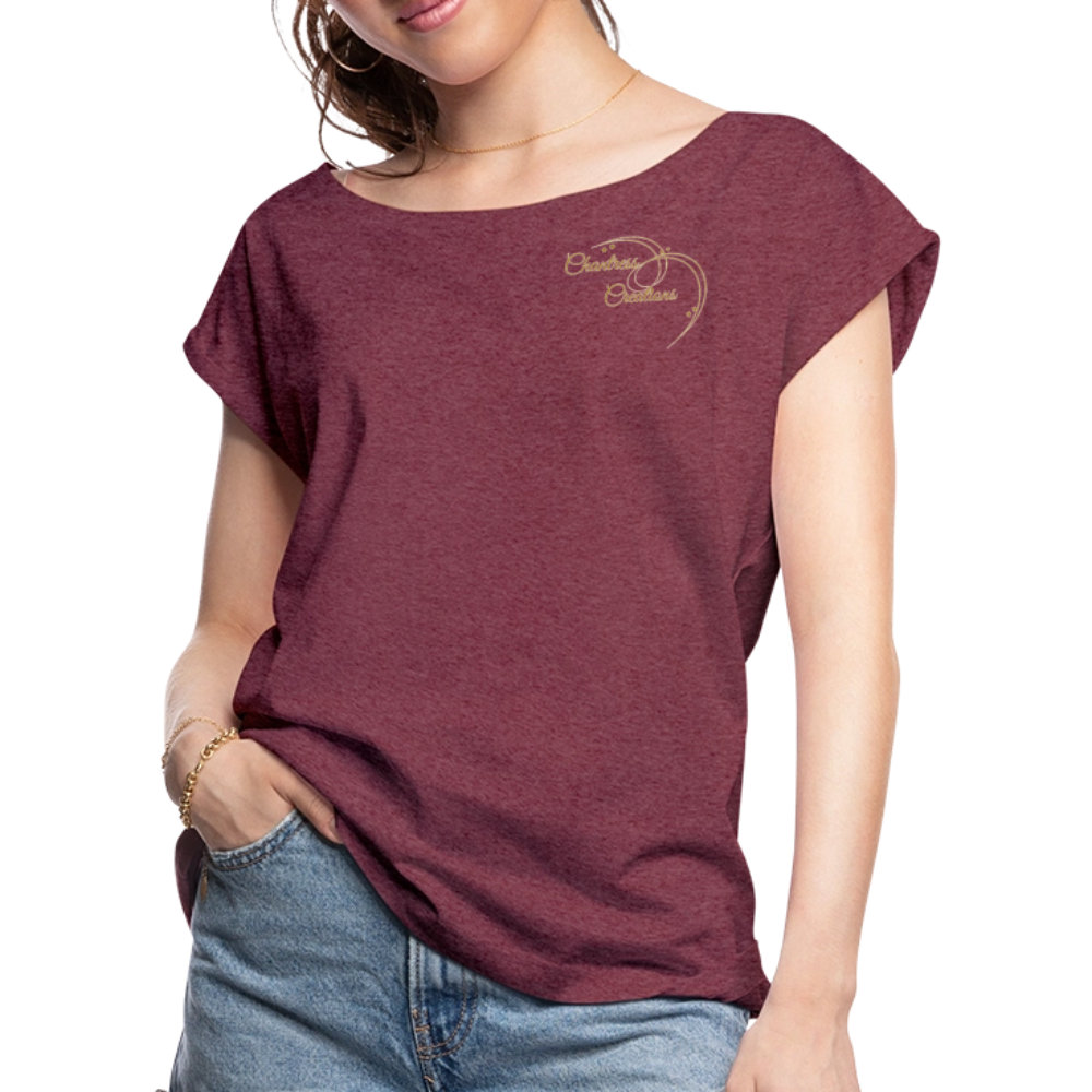 Women's Roll Cuff T-Shirt - heather burgundy