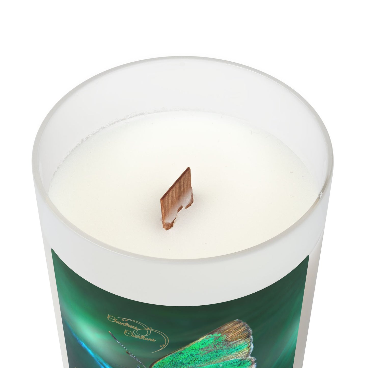 Butterfly Premium Wood Wick Frosted Glass Candle, 11oz
